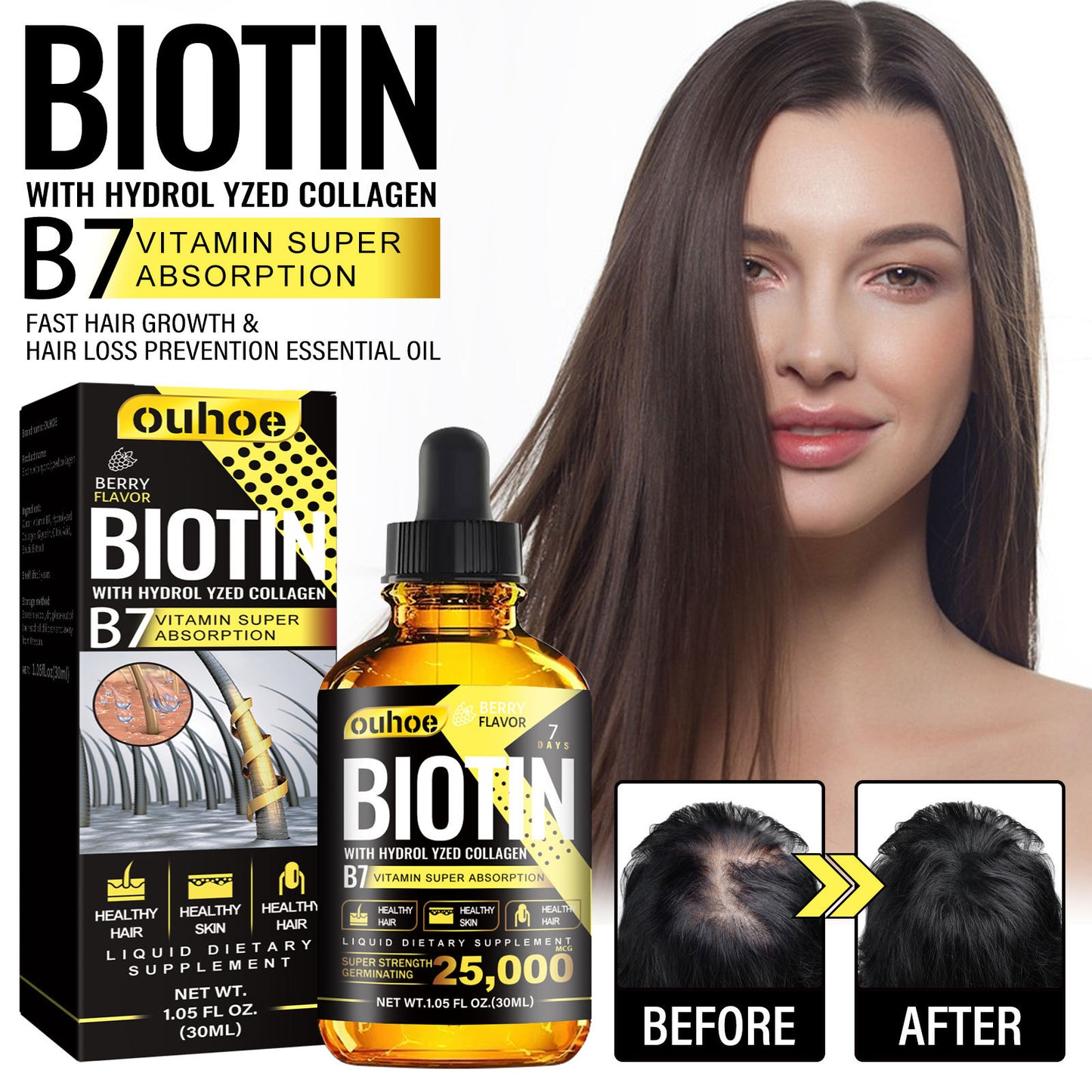Biotin And Liquid Collagen Supplement For Men & Women